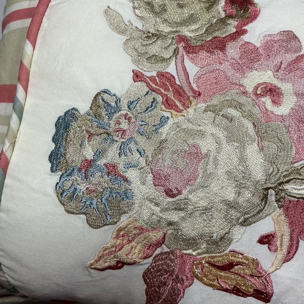 Waverly -‎ Pastel Elegant Embroidered Floral Accent Pillow 18x12x8
